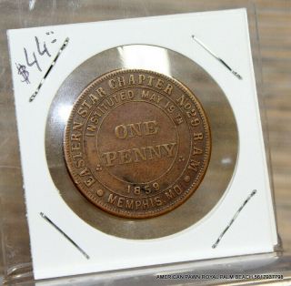 1859 Masonic One Penny Coin United States