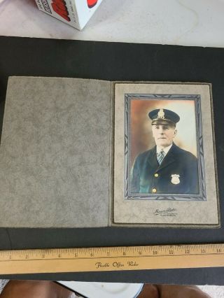 Vintage Rare 1900s Harrisburg Pa Police Officer Colorized Photo Badge 46