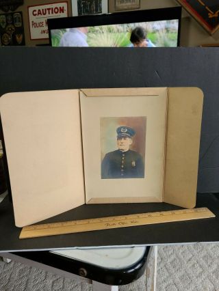 Vintage Rare 1900s Harrisburg Pa Police Officer Colorized Photo Badge 15