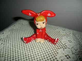 Vintage Red Ceramic Pixie Elf Shaker Girl Elf 50 