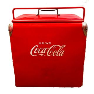 Vintage 1950s Coca - Cola Metal Cooler W/ Tray,  Bottle Opener,  & Drain | Acton Mfg