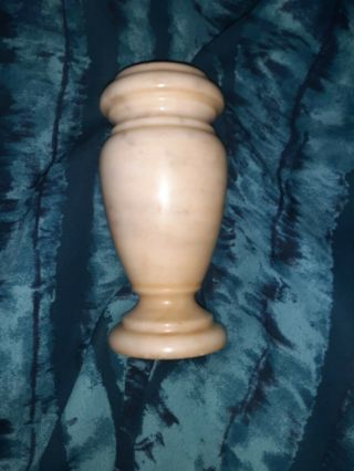 Vintage Marble Alabaster Stone Bud Vase Mid Century Cream Brown Tan Footed