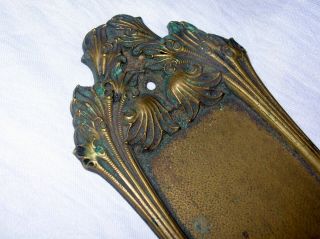 Antique Cast Bronze Art Nouveau Door Knob Back Plate/lock.  Large.  20 " X 3.  5 "