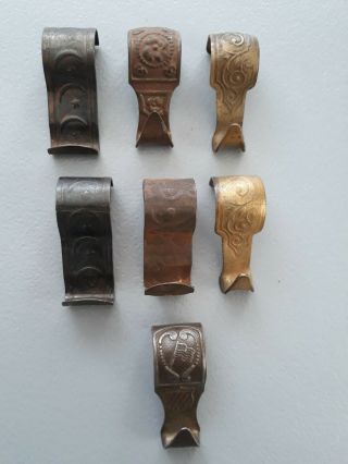 Set Of 7 Antique Victorian Brass Picture Hooks