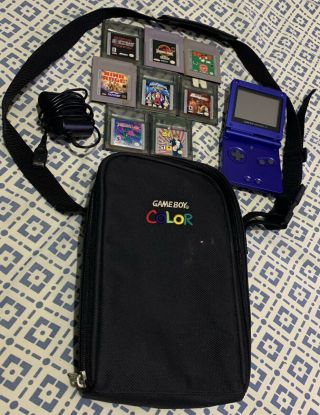 Nintendo Gameboy Advance Sp,  (8) Rare Games Charger,  Vintage Black Case Bundle