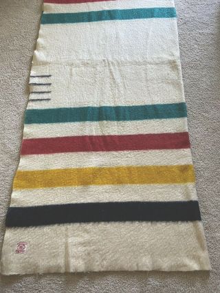 Vintage Hudson Bay Wool Striped 4 Point Blanket With Red Tag 70” X 88” England