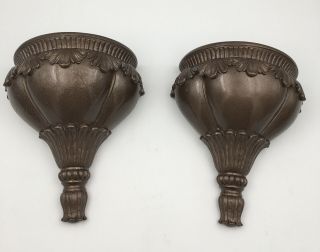 Vintage Resin Wall Sconces Pair Bronze/ Taupe Color