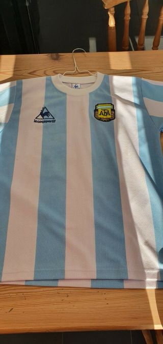 Rare Vintage 1989 Diego Maradona Argentina Home Shirt,  Le Coq Sportif,  M