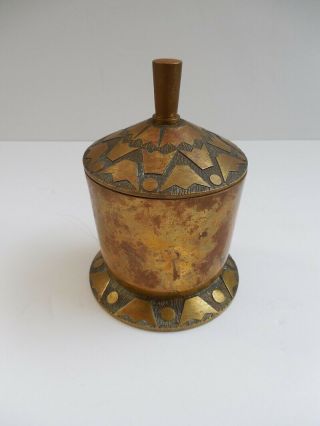 Vintage Danish Art Deco Bronze Brass Lidded Jar By Nordisk Malm 5 " Denmark