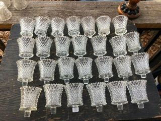Vintage Homco Clear Diamond Point Glass Peg Votive Candle Holders Set Of 27