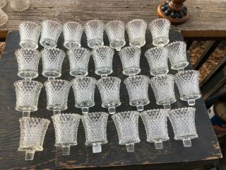 Vintage HOMCO Clear Diamond Point Glass Peg Votive Candle Holders SET OF 27 2