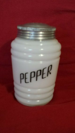 Vintage White Milk Glass Pepper Shaker 5 Inches –single