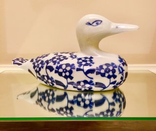 Vintage Rare Seymour Mann China Blue & White Fine Porcelain Duck