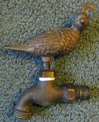 Vintage Heavy Bronze Quail Bird Outdoor Water Faucet Handle