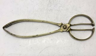 Vintage Brass Fire Place Coal Or Log Fire Tongs (b516)