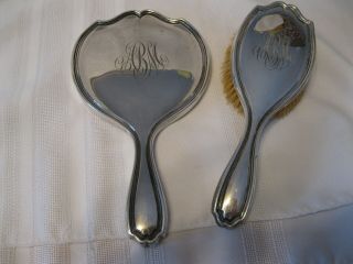 Vintage Reed And Barton Sterling Silver Brush And Mirror Monogrammed
