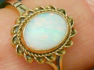9ct Gold Vintage Fiery Opal Hallmarked Stunning Ring Size M