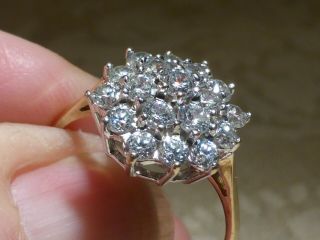 Vintage 9ct Gold 2ct Cubic Zirconia Cluster Ring 3.  1g Hallmark London 1978 Boxed