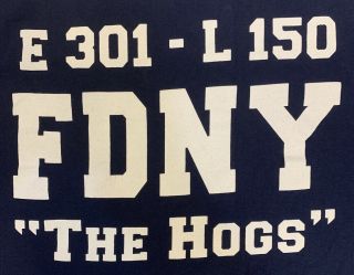 FDNY NYC Fire Department York City T - shirt Sz M Engine 301 L 150 Queens 2