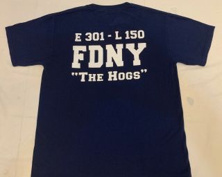 FDNY NYC Fire Department York City T - shirt Sz M Engine 301 L 150 Queens 3
