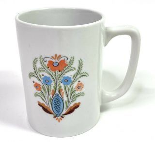 Vintage Berggren Scandinavian Folk Art Floral Ceramic Coffee Cup Mug