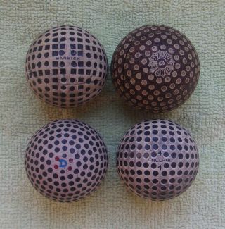 4 Antique Vintage Golf Balls Spalding Dimple Warwick D England 44