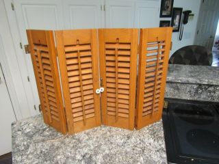 Vintage Architectural Salvage Folding Wood Window Shutters With Hardware