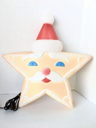 Vintage Santa Star Plastic Blowmold Gingerbread Christmas Union Products Light