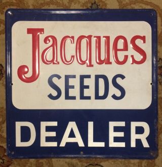 Vintage Jacques Seeds Reflective Advertising Sign