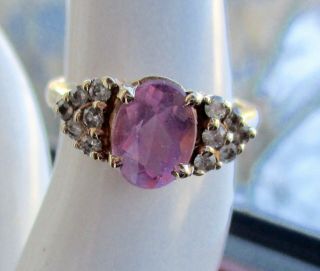 Vintage 14kt Gold Pink Tourmaline Ring Diamonds