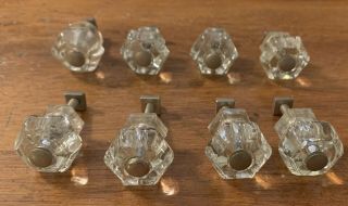 8 Matching Vintage Antique Crystal Glass Drawer - Cabinet Door Knob - Pulls 3/4 "