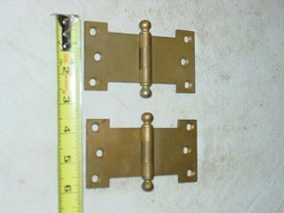 1 Pair Vintage Antuque 2 1/2 " X 5 " Cannon Ball Tip Brass Hinges Trunk Specialty