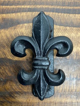 Cast Iron Fleur De Lis Door Knocker Black Antique Finished hinged 2