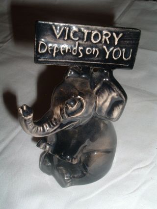 Vintage C.  1940s Ceramic Elephant Figurine Not Bank Gop Republican Victory Depend
