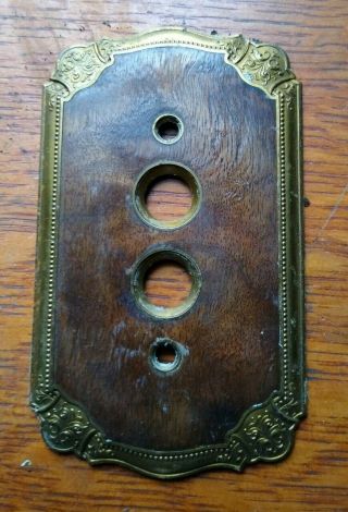 Antique Vintage Victorian Fancy Brass Push Button Switch Cover Plate Pat 1926