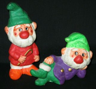 Vintage Hand Painted Early Red & Purple Homco Elf Gnome Dwarf Figurines C5322