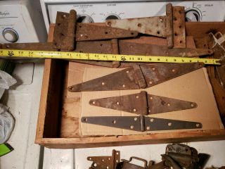 6 Vintage Misc Barn Door Strap Hinges &t Gate Rusty Rustic Salvage Shed
