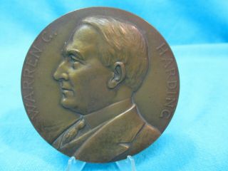 3 " Bronze Morgan President Warren G Harding Inauguration & Death Medallion