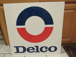 Vintage Delco Double Sided Metal Sign - 28 " X 28 "