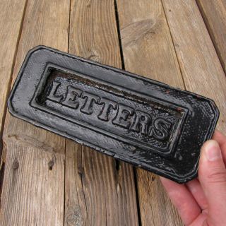 Antique Cast Iron Letter Box Plate / Door Mail Slot Mailbox