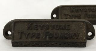 Set 5 Antique Vintage Cast Iron Drawer Bin Pulls Handles Keystone Type Foundry