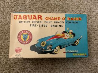Vintage Asc Japan Battery Operated Jaguar Champ I’ Racer Old Stock Tin