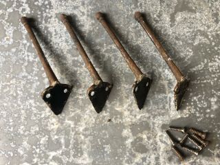 Vintage Set Of 4 Victorian Cast Iron Coat Hooks With Ball Tips