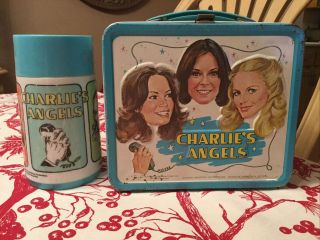 Vintage 1978 Charlies Angels Metal Lunchbox And Thermos Aladdin