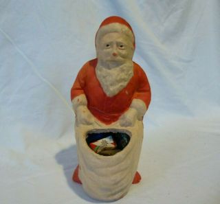 10 1/2 " Vintage Santa Claus Candy Container - Paper Pulp - Really