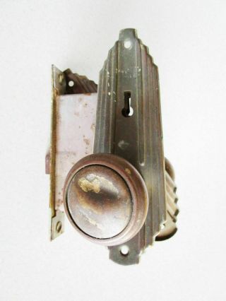Vintage Art Deco Solid Brass Entry Door Door Knob Lockset Rehab