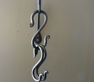 Colonial Blacksmith Hand Forged S Hooks 4 " Long Set Of 3.