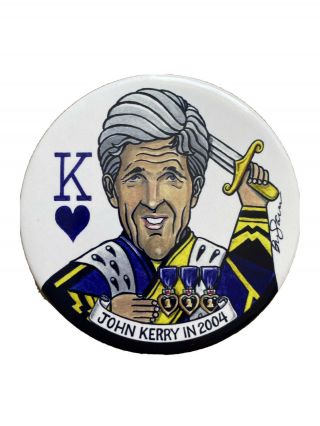 2004 John Kerry For President 4 " Button Brian Campbell Suicide King Pin 69/100