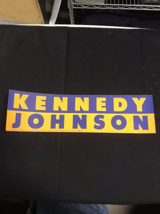 John F Kennedy Johnson Jfk Campaign Bumper Sticker Blue&orange Jh512
