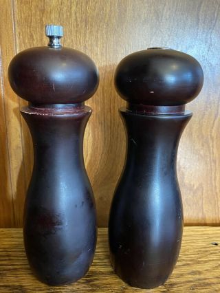 Vintage Mid Century Modern Teak Wood Salt & Pepper Shakers Mcm 7” Tall